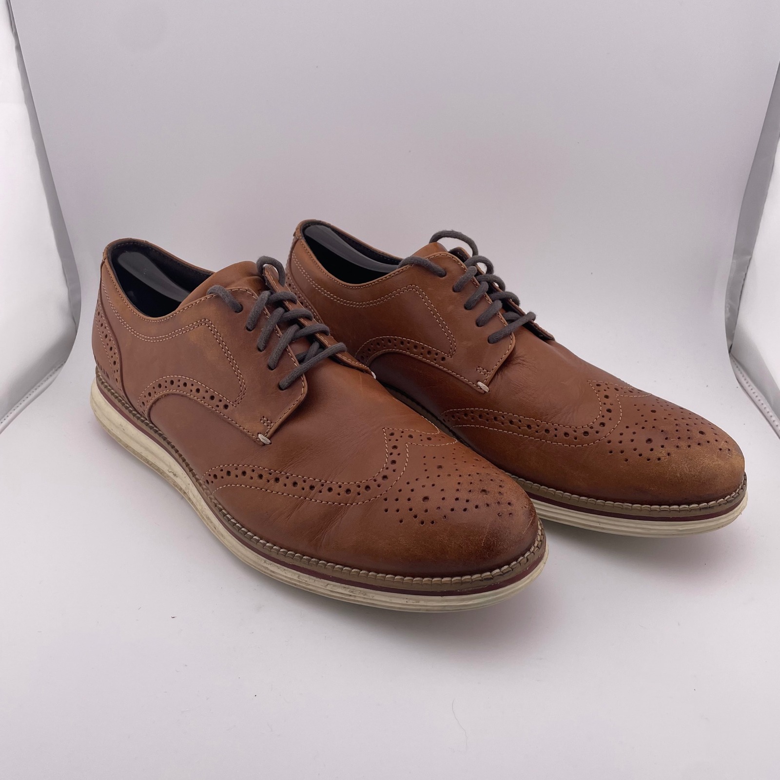 Cole Haan Original Grand Wingtip Oxford Shoes Brown Leather Lace Up Size 10.5m